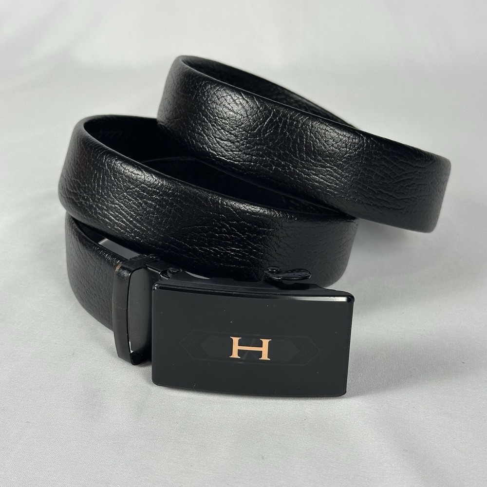 Ratchet Belt Leather Men's Size 44 Adjustable Track Belt Initial H Buckle